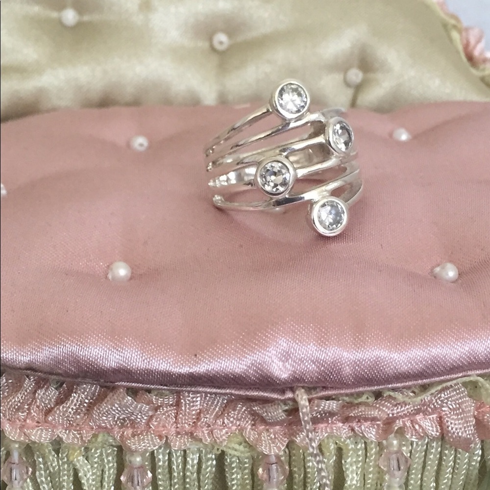 Premier Designs Silver Plated Cubic Zirconia Ring